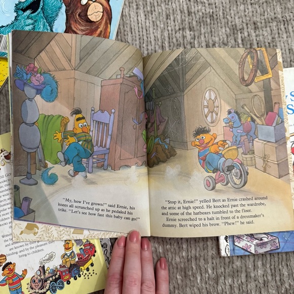 Vintage Sesame Street Little Golden Books Lot Big Bird Grover Cookie Monster - Picture 8 of 9